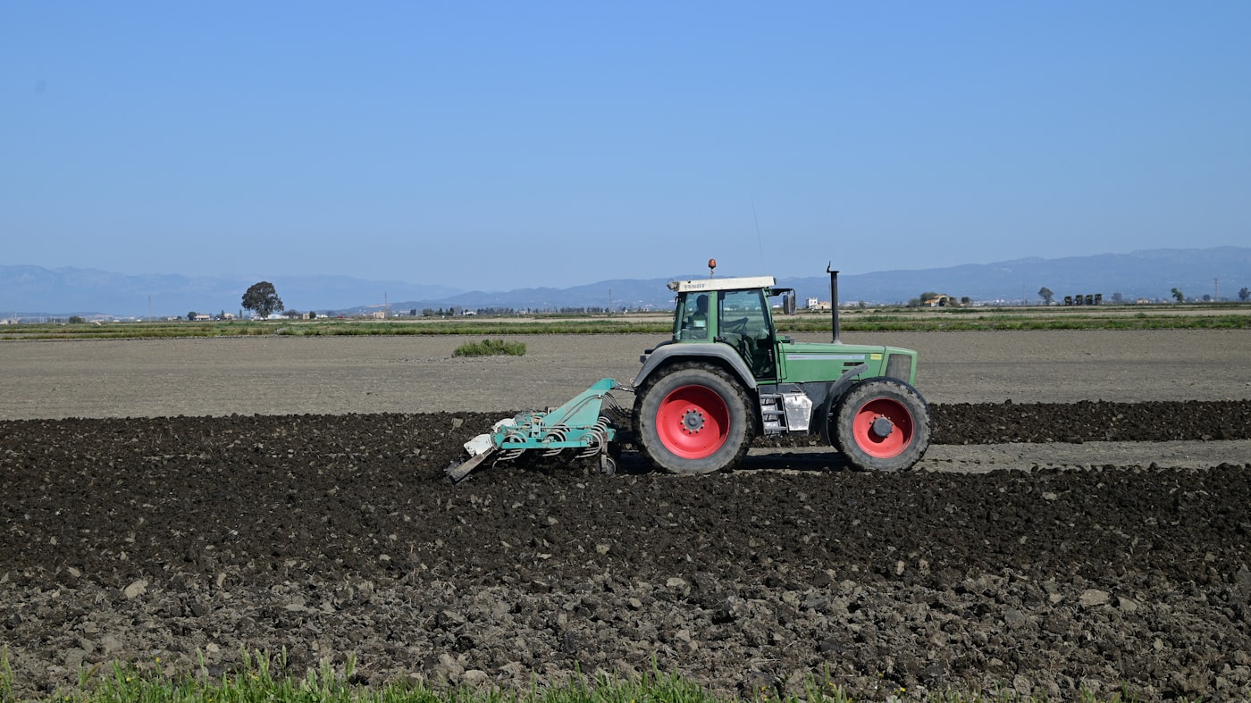 Rotavator tilling dark soil